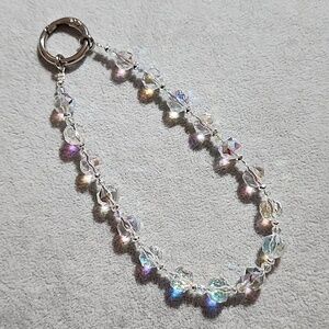 White Faceted Glass Beads Wristlet/Phone Bracelet/Bag Charm